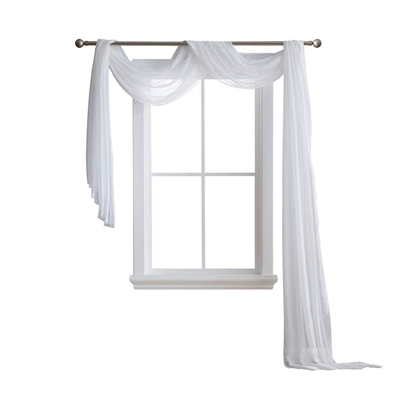 Écharpe de fenêtre semi-diaphane Karina, Blanc, L 54 po x L 288 po