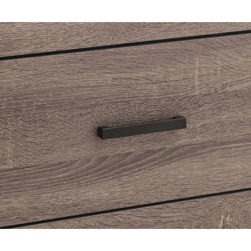 Table de chevet 2 tiroirs en chêne avec panneau de particules brun et plateau en bois d'ingénierie