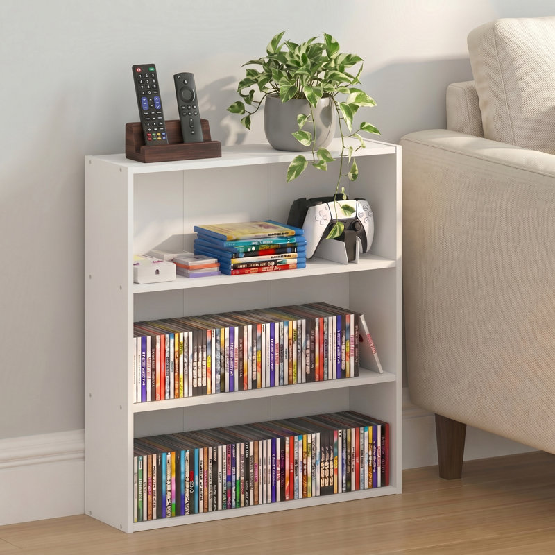 Tablette pour DVD Malbon, support à CD à 3 niveaux, tablette multimédia avec tablette ouverte, 7 x 24 x 26, pour salon, chambre à coucher, bureau personnel, blanc