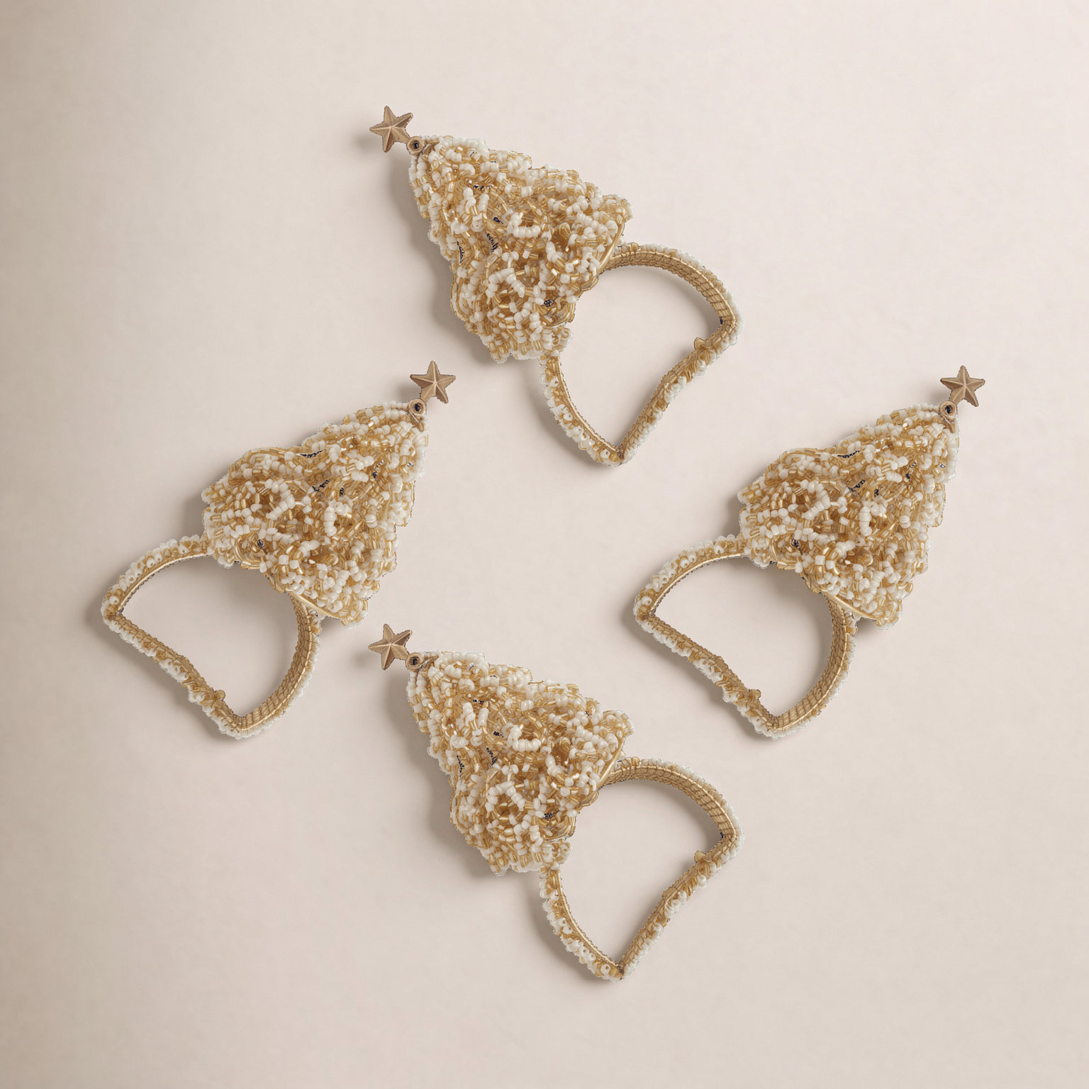 Christmas Tree Napkin Rings, Gold