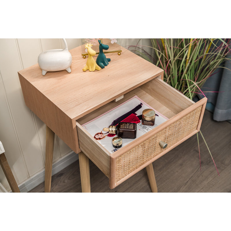 Twining 1-Door Natural Rattan Nightstand