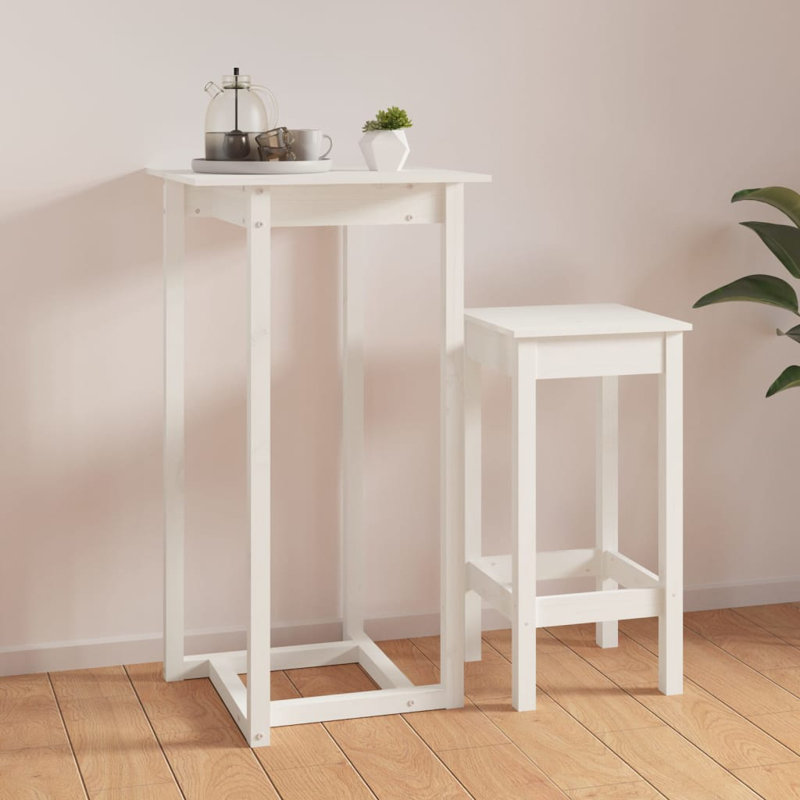 Pine Solid Wood Dining Table, White, 110cm H  x 60cm L x 60cm W