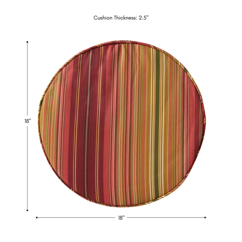 Outdoor Round Dining Chair Seat Pad, Kinnabari Stripe