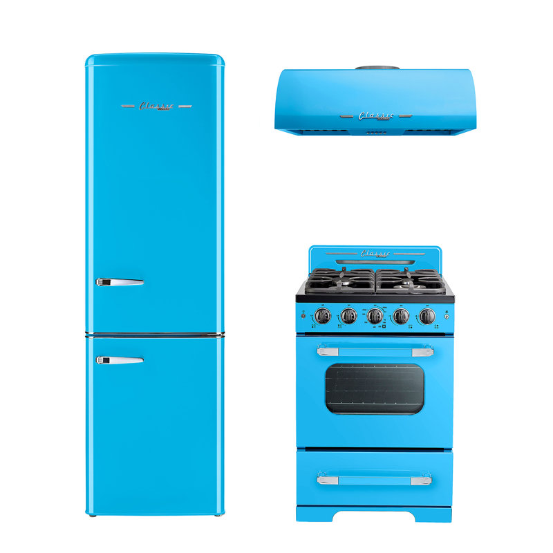 Ensemble de cuisine 3 pièces avec congélateur inférieur et cuisinière à gaz autoportante 24 po