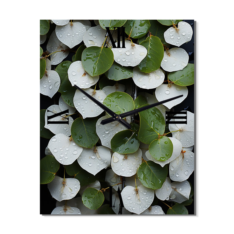 Green Leafs Collage - Horloge murale botanique surdimensionnée, Très grand
