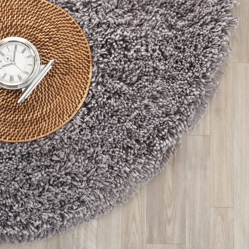 Assar Handmade Tufted Gray Area Rug, Round 8'