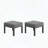 Set of 2 All-Weather Metal Patio Ottomans with Gray Cushions-1222958011
