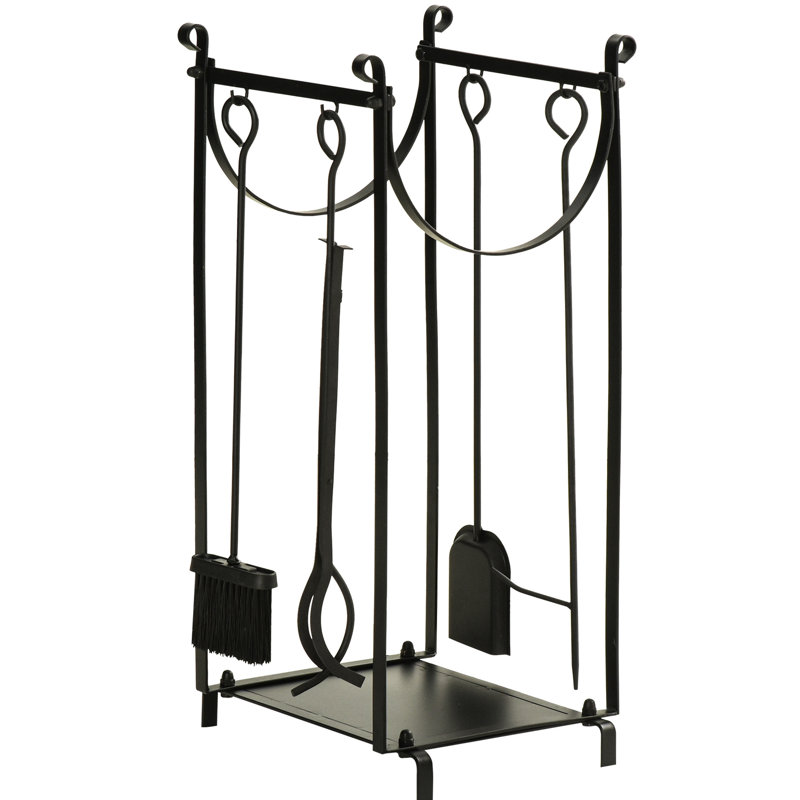 Outils de support et foyer en bois de chauffage - acier noir, capacité de 154 lb, 2 couches, pour foyer d'extérieur, 14,5 po x 13,48 po x 29,54 po, noir, intérieur, extérieur