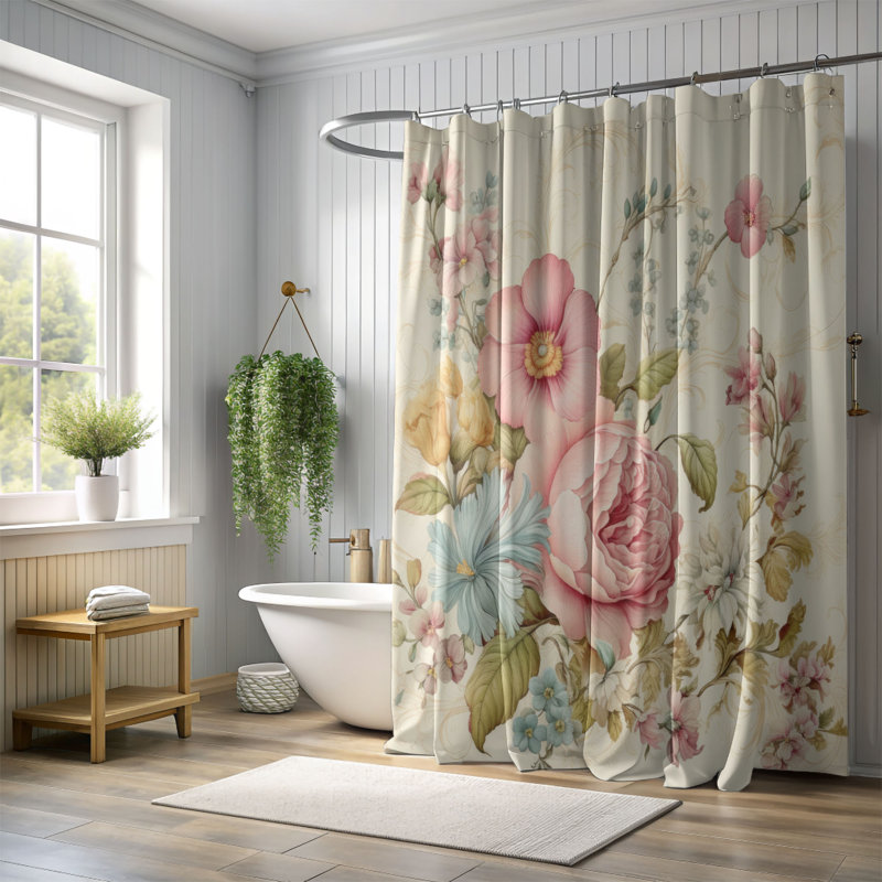 Rideau de douche standard 1 pièce Cute Garden, H 74 po x l 40 po