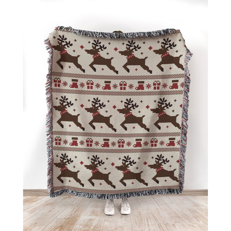 Hand Woven Throw Blanket, 60" W x 80" L