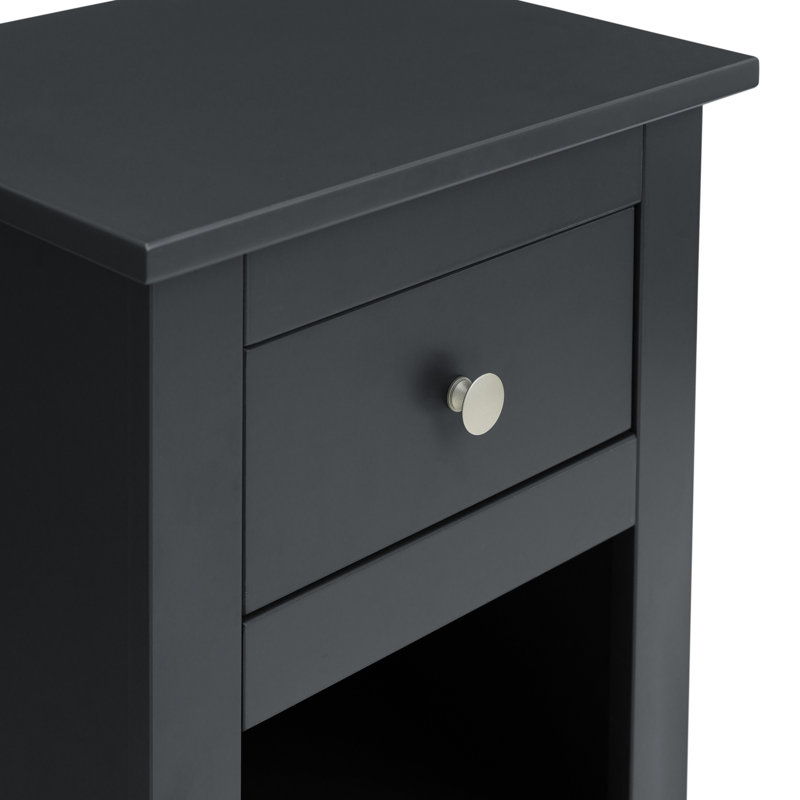 Payeur 43cm W Solid Wood Bedside Table, Black