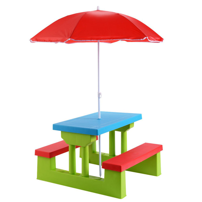 Iarrobino Kids 4 Piece Rectangular Outdoor Table Or Chair and Chair Set