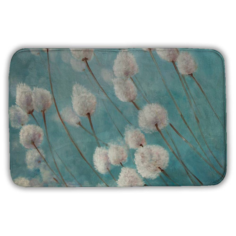 Cotton grass plants in the wind Bath Mat with Non-Slip Backing - Quick Dry Memory Foam Bathroom Rug - Absorbent - Modern Plush Spa-Style - Machine Washable
