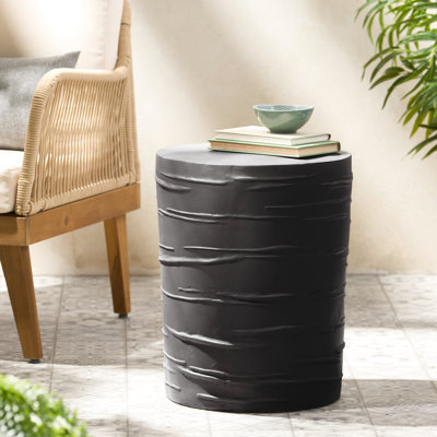 Table d'appoint en béton 16 boulons, poids léger, noir, 16,03 po Profondeur, largeur, hauteur de 15,32 po, dimensions de base des meubles de patio, idéal pour les décors