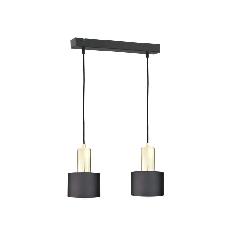 2 - Light Kitchen Island Pendant, Black/Gold