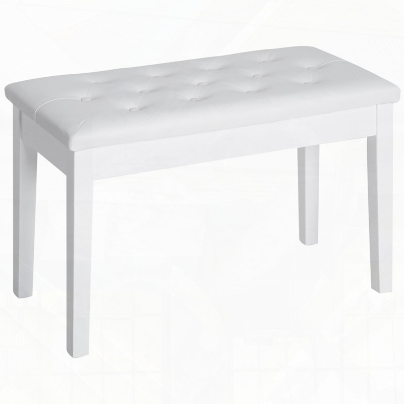 Banquette de piano capitonnée à boutons capitonnée, Blanc