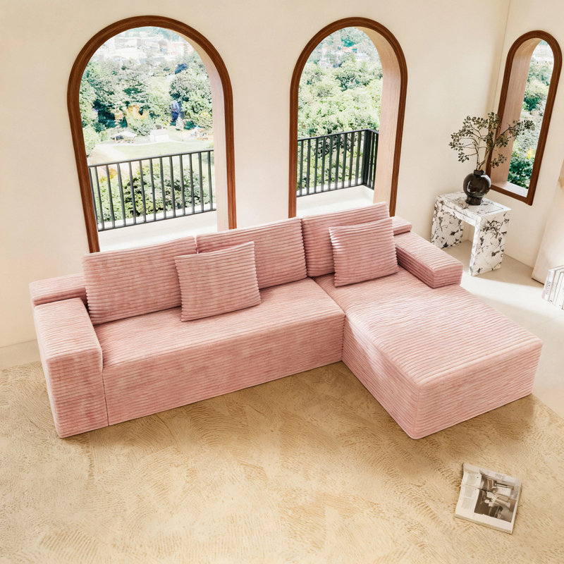Canapé modulaire 104,3 x 68,9 po, Rose, Orienté à droite