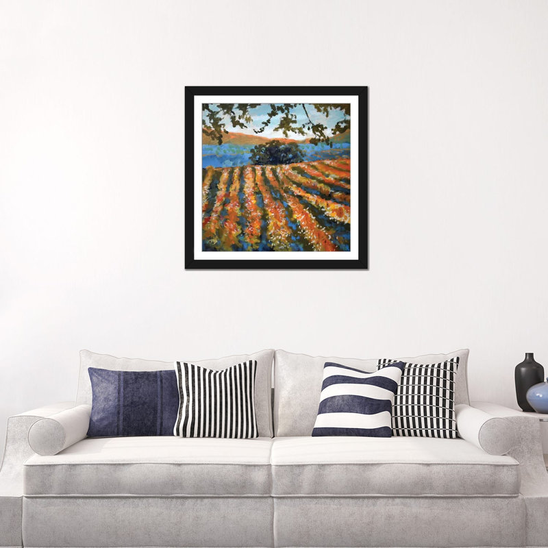 «Late Af après-midi Vineyard», reproduction sur toile, H 24 po x l 24 po x P 1 po, Papier d'art encadré noir