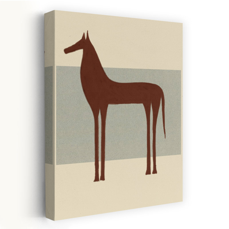 Art mural minimaliste, cheval brun abstrait minimaliste