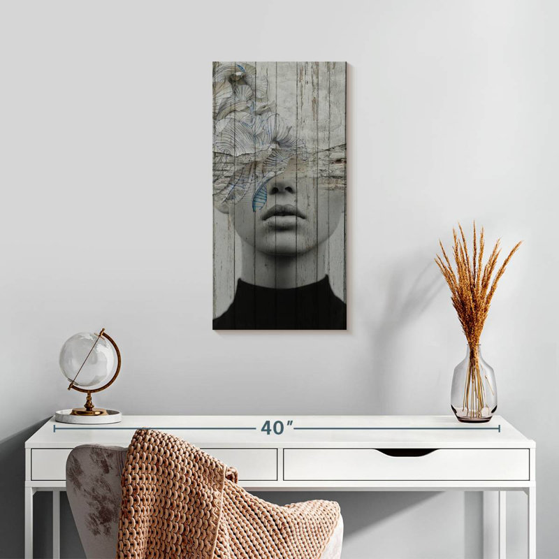 Portrait féminin de moulins à vent, H 24 po x l 12 po