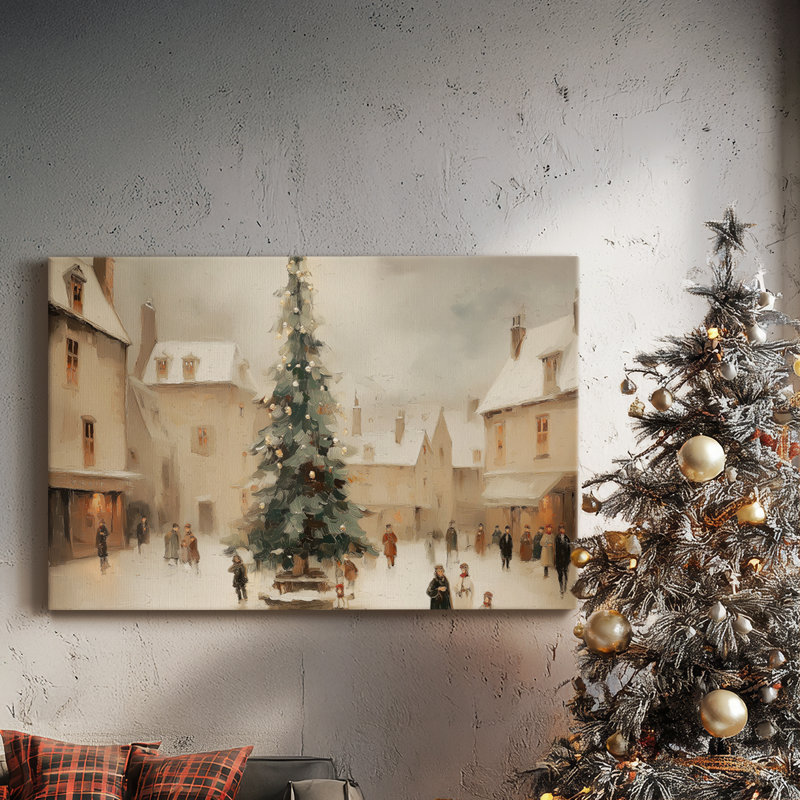 Tinsel - Sapin doré à la veille - Toile tendue avec châssis de qualité supérieure, H 60 po x l 40 po