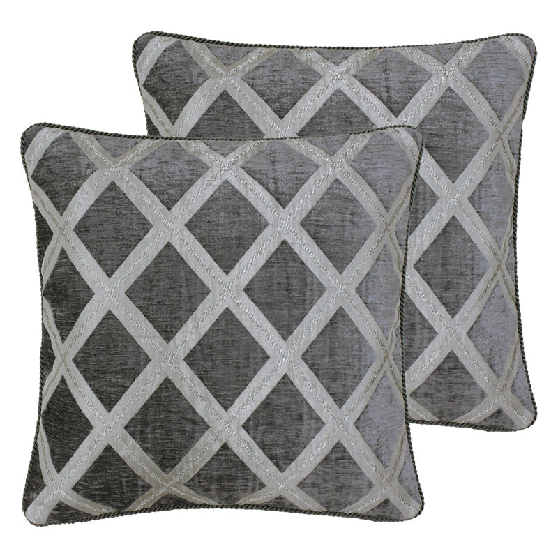 Geometric Square Throw Cushion, Graphite