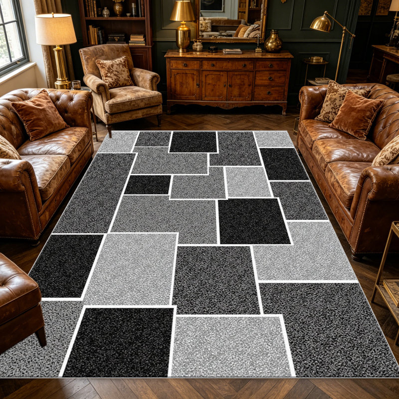 Monochrome Mosaic carpet-easy to clean, machine-washable, soft and comfortable; suitable for door mats, kitchens, living rooms, bedrooms, corridors, and laundry areas. Easy to clean, durable carpet for home decoration.