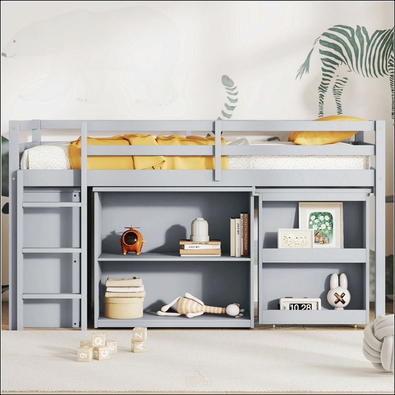 Lit mezzanine simple avec armoire à tiroirs