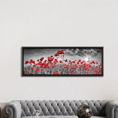 " Idyllic Field Of Poppies With Sun | Panorama " by Melanie Viola