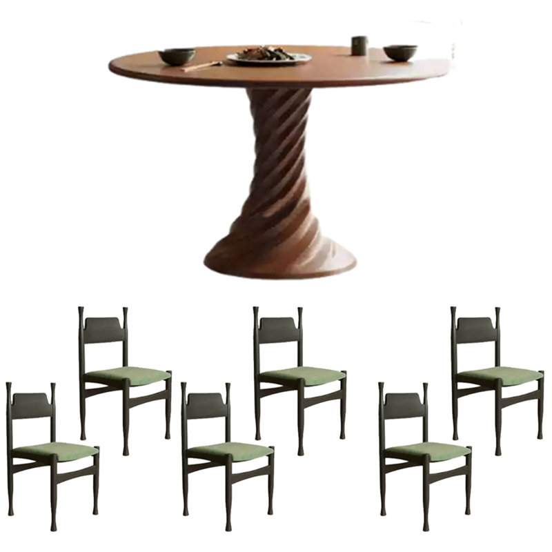 Ensemble de table ronde à pieds rotatifs, Brun