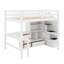 Lit mezzanine double avec bureau en L et tiroirs, armoire et escalier de rangement-2121238367