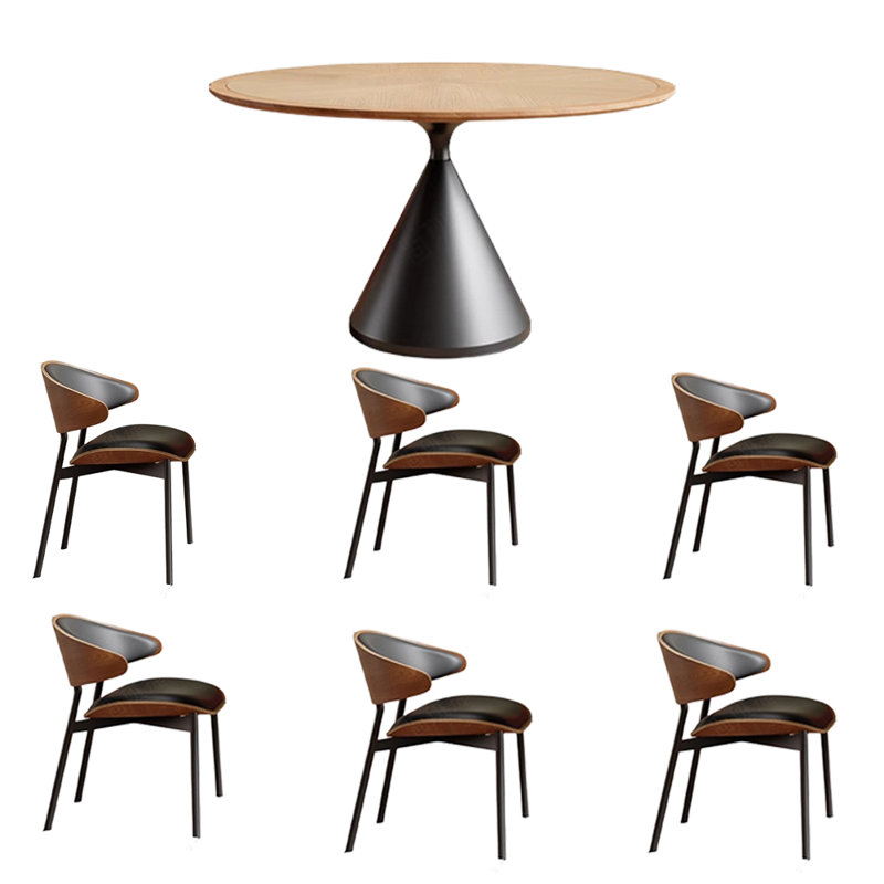 Retro round dining table sets, 29.52"H x 51.18"L x 51.18"W