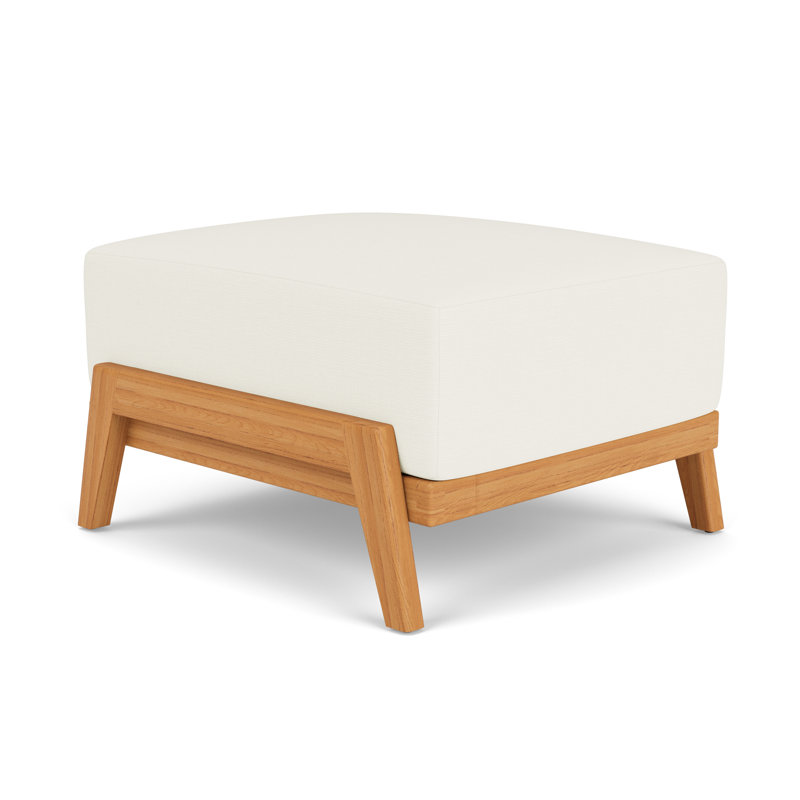 Alpine Outdoor Teak Ottoman, Sailcloth Salt