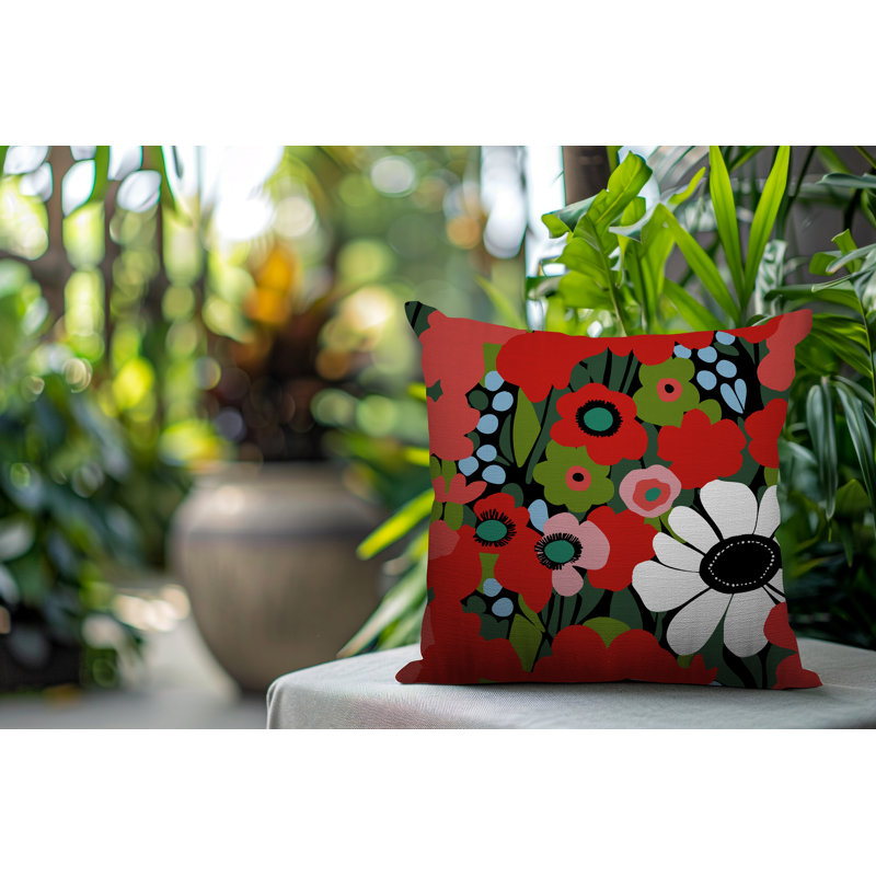 Coussin Maya, Carré 16 po, Rouge