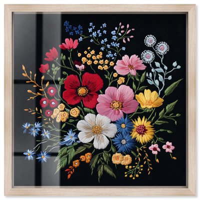 «Midnight Wildflower Weave Shadowbox», art mural maximaliste par Art Remedy