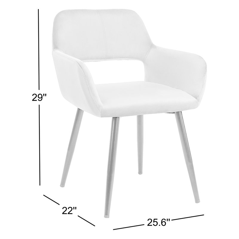Kristina 17'' H Velvet Upholstered Metal Armchair, Grey