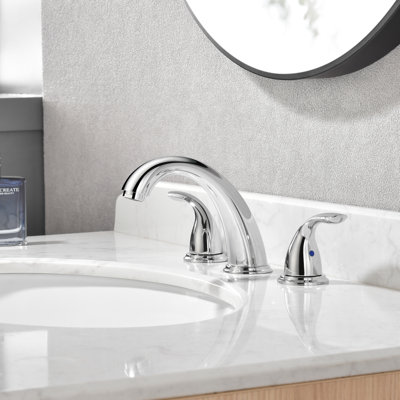 Sumerain 8 inch Widespread Bathroom Faucet,   SUS 304 3 Hole Lavatory Sink Faucet,