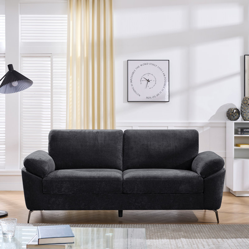 Debborah 3 Seater Chenille Sofa, Black
