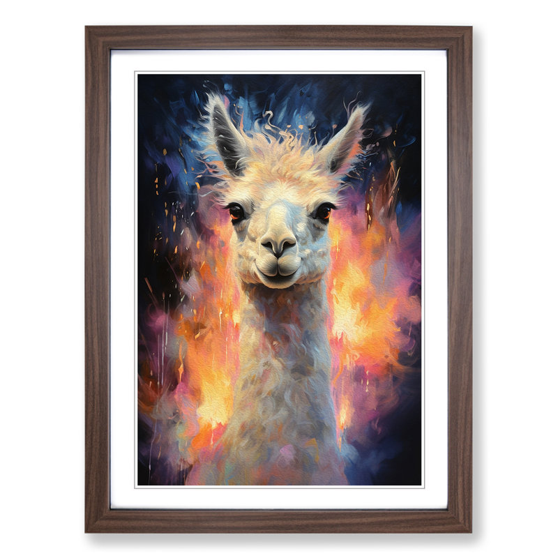 Llama Realism Art - Framed Print, Walnut, 34cm H x 25cm W x 2cm D