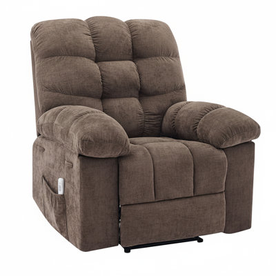 Fauteuil inclinable de massage avec chaleur, fauteuil inclinable ergonomique à bascule large avec tissu respirant rembourré, télécommande et poches latérales