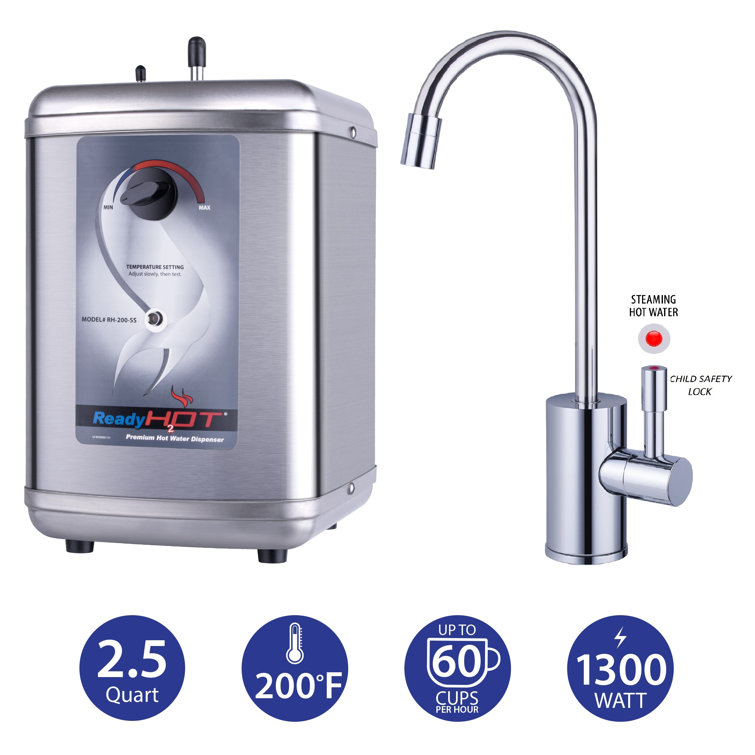 Ready Hot Instant Hot Water Dispenser with Brushed Nickel Hot Water Faucet  with Safety Lock 41-RH-200-F570-BN