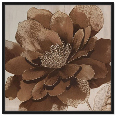 «Bronze Flower I», reproduction d'art sur toile par Art Remedy, cadre noir, 12 x 12