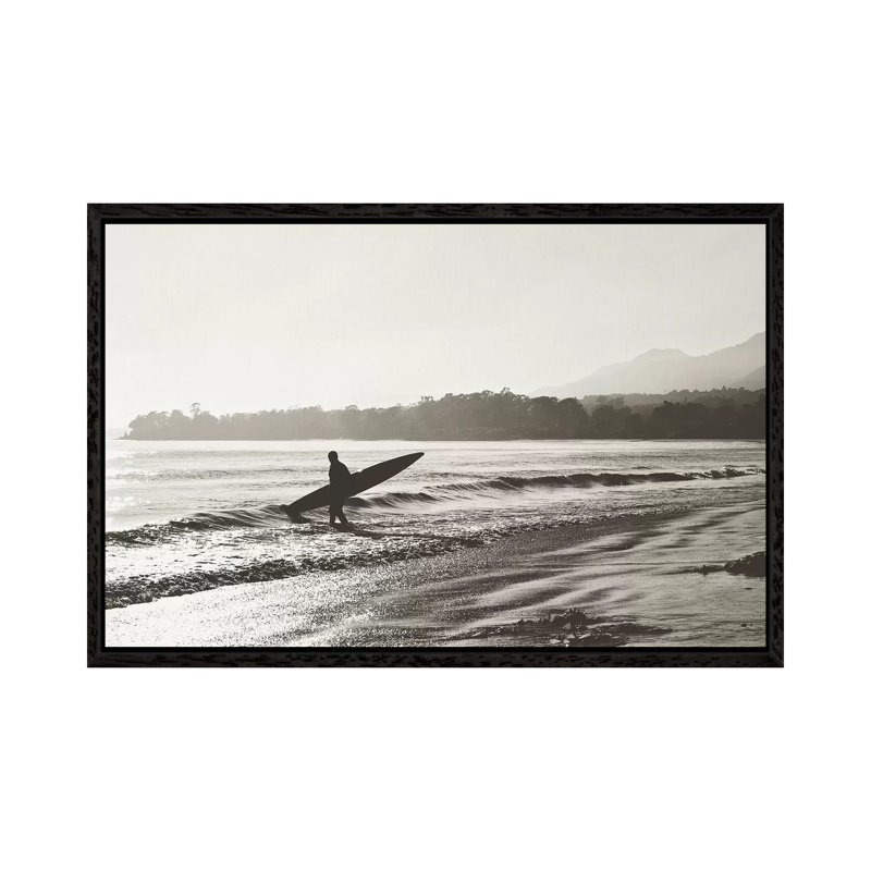 BW Surfer No.3 1 Piece Wall Art on Canvas, 45.72cm H x 66.04cm W x 3.81cm D, Black Framed