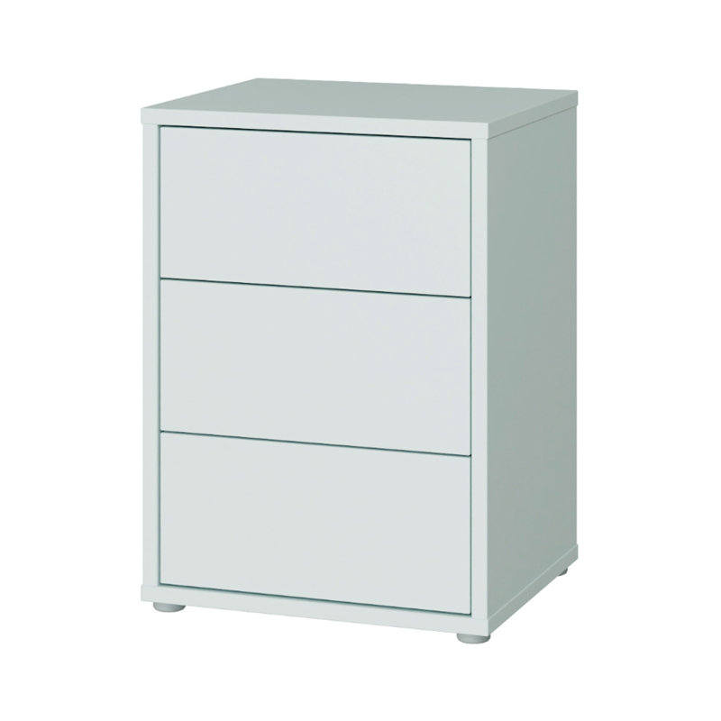 Chadwic Modern minimalistic bedside table with 3 drawers, engineered wood, butter yellow, 49.8 cm W x 68.7 cm H x 41.5 cm D