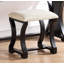 Ensemble de meuble-lavabo moderne noir pour chambre à coucher - avec tabouret, miroir pliable, placage en panneau de fibres à densité moyenne