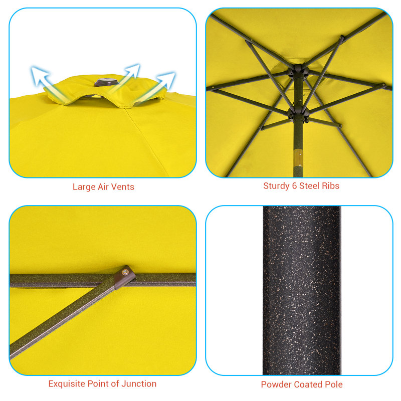 Parasol Sawyer, 84.6" H x 90" W x 90" D, Jaune