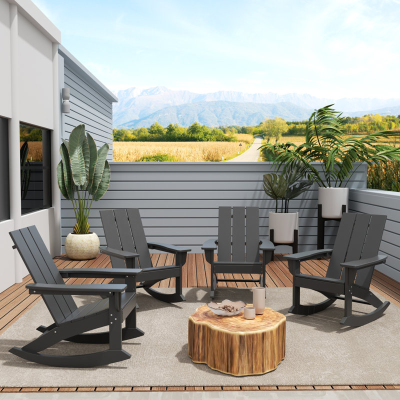 Chaise berçante d'extérieur en plastique Joubert, gris