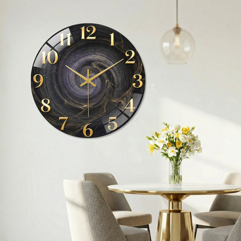 Horloge murale en marbre, 60 x 60 cm (23,6 x 23,6 pouces)