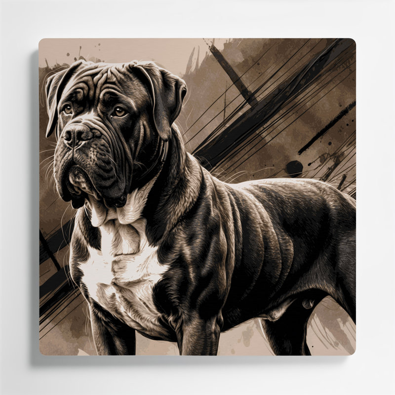 Chiens, mastiff napolitain, art mural en métal brun, H 12 po x l 12 po
