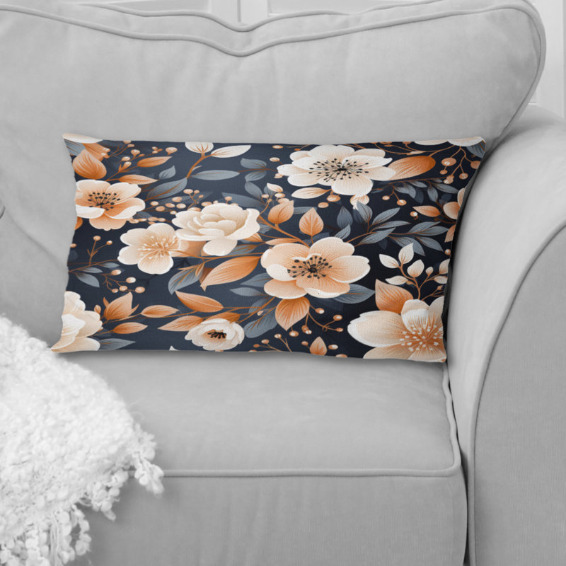 Motif floral pêche rétro nostalgie - coussin imprimé floral